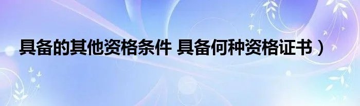 具备的其他资格条件 具备何种资格证书）