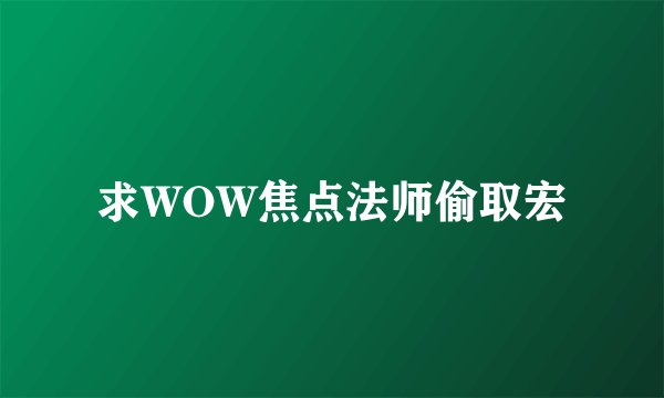 求WOW焦点法师偷取宏
