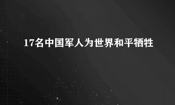17名中国军人为世界和平牺牲