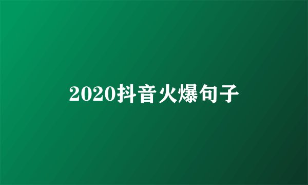 2020抖音火爆句子
