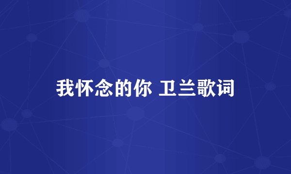 我怀念的你 卫兰歌词
