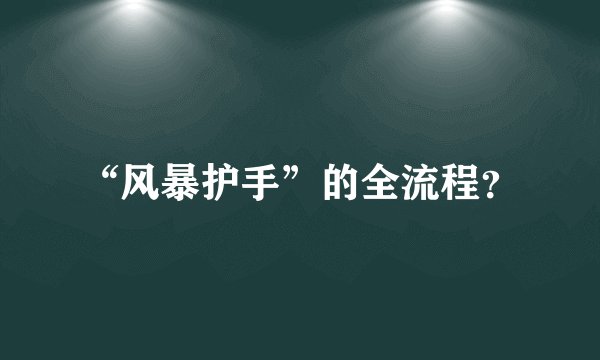 “风暴护手”的全流程？