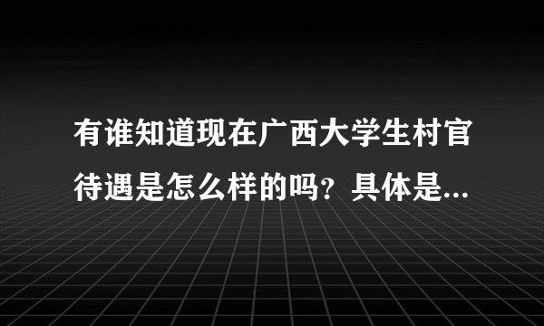 有谁知道现在广西大学生村官待遇是怎么样的吗？具体是个什么样的数字？有没有五险一金？