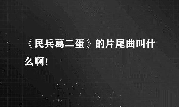 《民兵葛二蛋》的片尾曲叫什么啊！