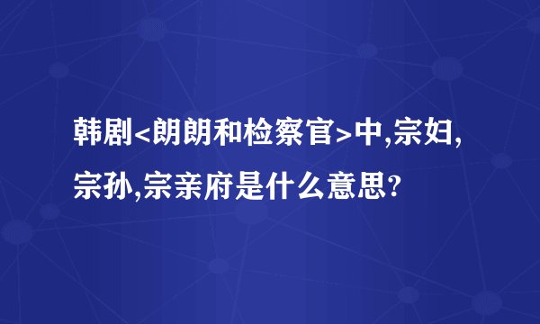 韩剧<朗朗和检察官>中,宗妇,宗孙,宗亲府是什么意思?