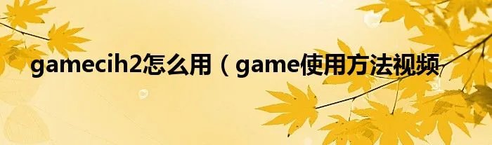 gamecih2怎么用(game使用方法视频