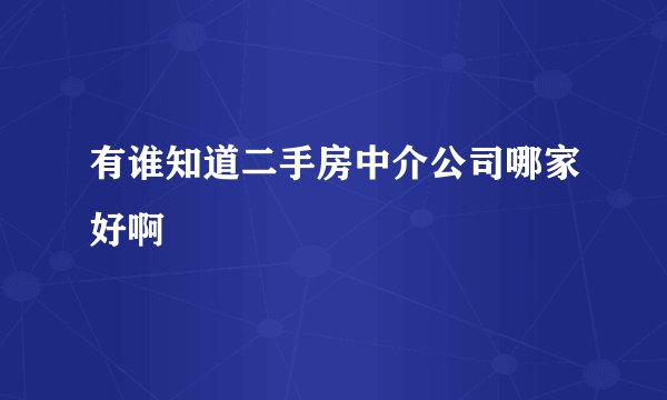 有谁知道二手房中介公司哪家好啊