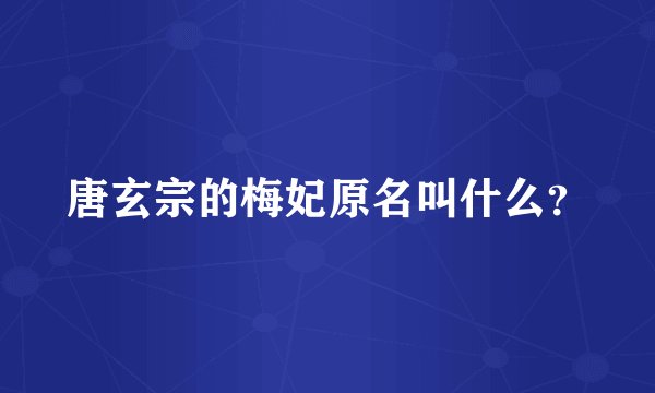 唐玄宗的梅妃原名叫什么？