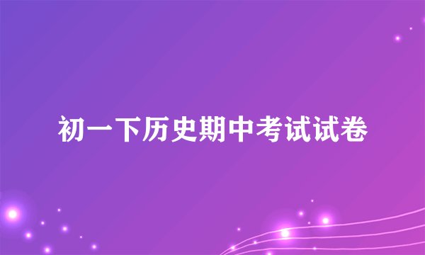 初一下历史期中考试试卷