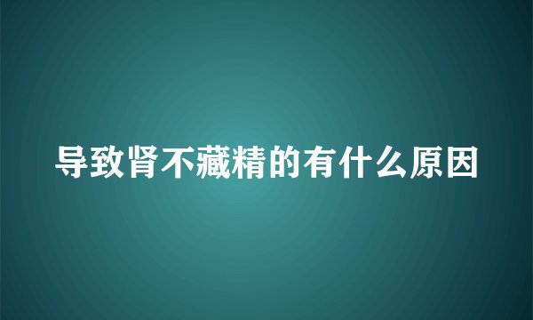 导致肾不藏精的有什么原因