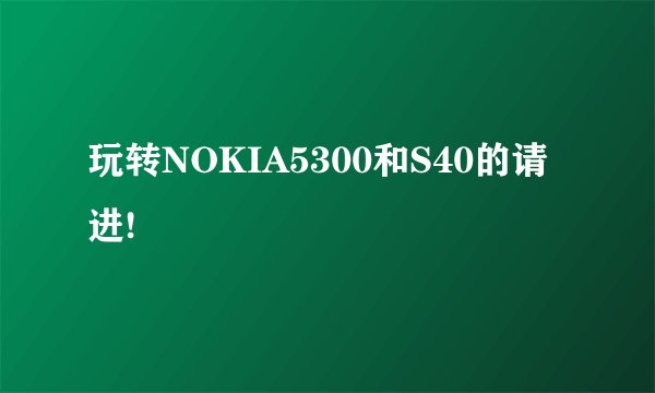 玩转NOKIA5300和S40的请进!