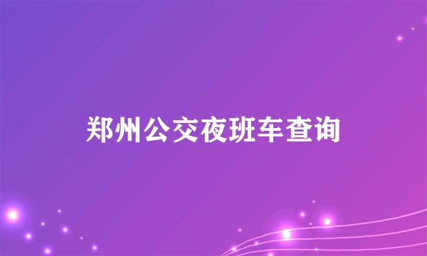 郑州公交夜班车查询