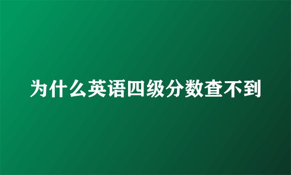 为什么英语四级分数查不到