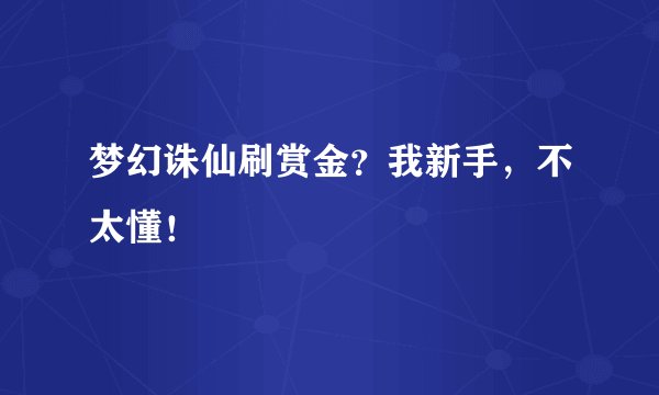 梦幻诛仙刷赏金？我新手，不太懂！
