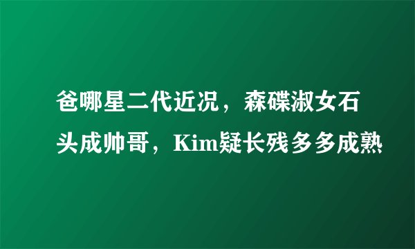 爸哪星二代近况，森碟淑女石头成帅哥，Kim疑长残多多成熟