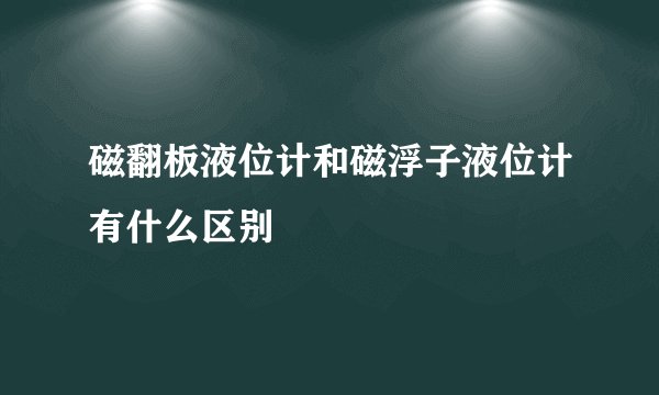 磁翻板液位计和磁浮子液位计有什么区别