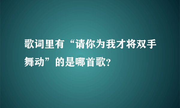 歌词里有“请你为我才将双手舞动”的是哪首歌？