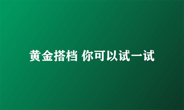 黄金搭档 你可以试一试