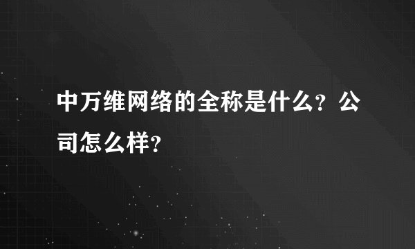 中万维网络的全称是什么？公司怎么样？