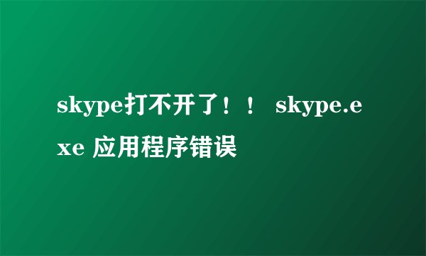 skype打不开了!! skype.exe 应用程序错误