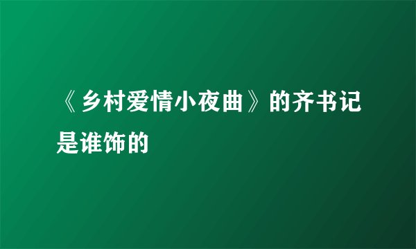 《乡村爱情小夜曲》的齐书记是谁饰的