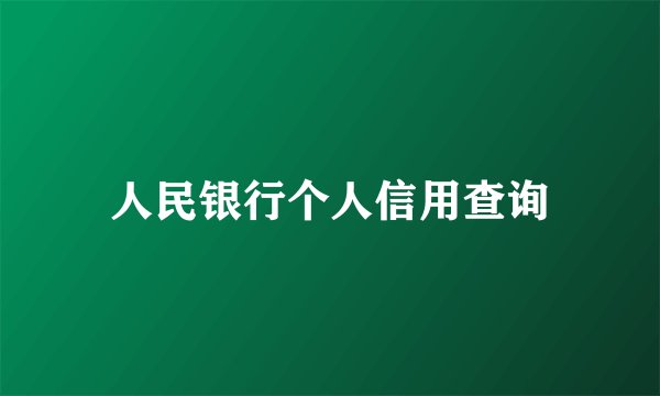 人民银行个人信用查询