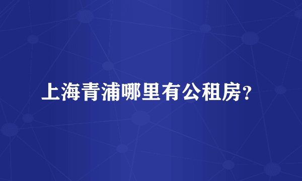 上海青浦哪里有公租房？