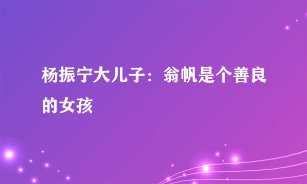 杨振宁大儿子：翁帆是个善良的女孩