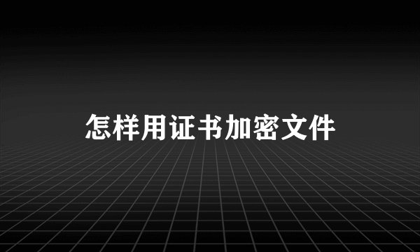 怎样用证书加密文件