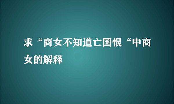 求“商女不知道亡国恨“中商女的解释