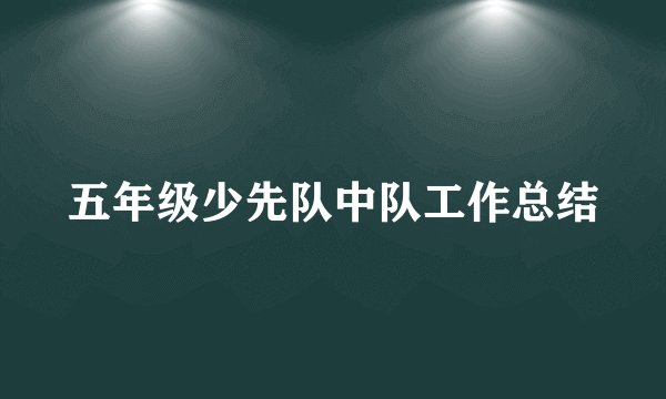 五年级少先队中队工作总结