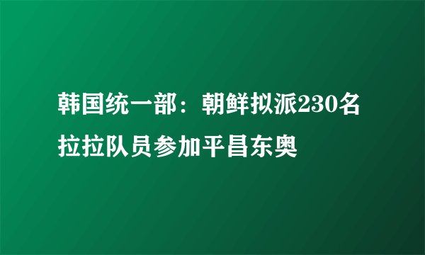 韩国统一部:朝鲜拟派230名拉拉队员参加平昌东奥