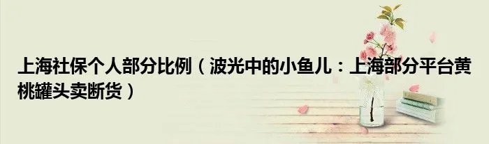 上海社保个人部分比例(波光中的小鱼儿:上海部分平台黄桃罐头卖断货)