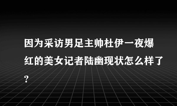因为采访男足主帅杜伊一夜爆红的美女记者陆幽现状怎么样了？