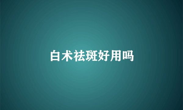 白术祛斑好用吗