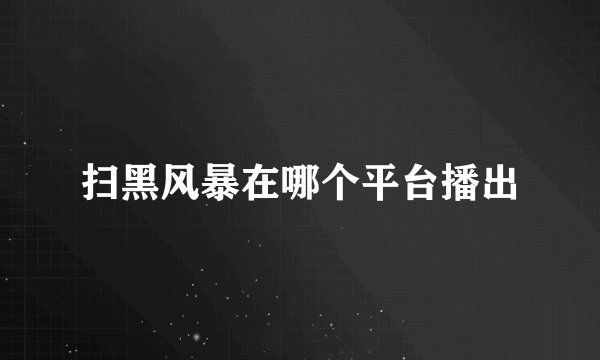 扫黑风暴在哪个平台播出
