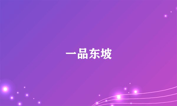 一品东坡