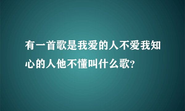 有一首歌是我爱的人不爱我知心的人他不懂叫什么歌？