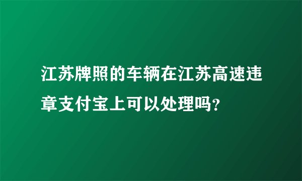 江苏牌照的车辆在江苏高速违章支付宝上可以处理吗？