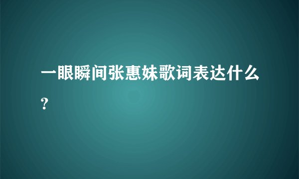 一眼瞬间张惠妹歌词表达什么？