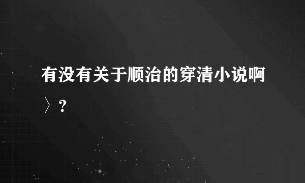 有没有关于顺治的穿清小说啊〉？