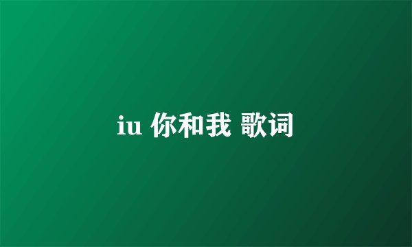 iu 你和我 歌词