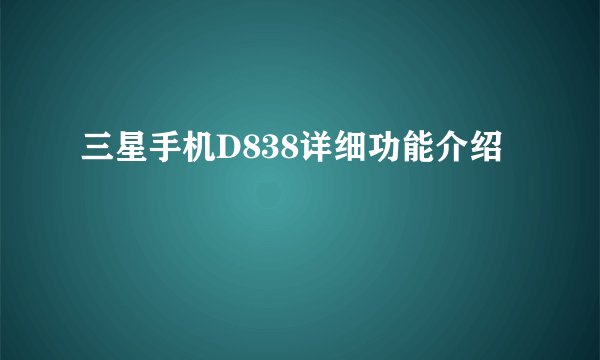 三星手机D838详细功能介绍