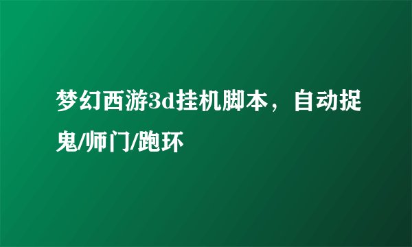 梦幻西游3d挂机脚本，自动捉鬼/师门/跑环