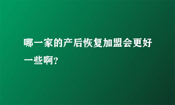 哪一家的产后恢复加盟会更好一些啊？