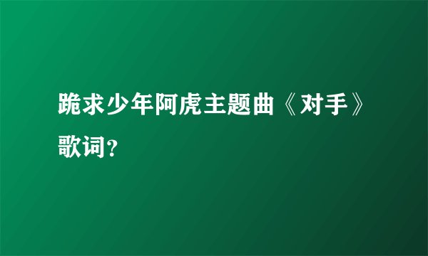 跪求少年阿虎主题曲《对手》歌词？