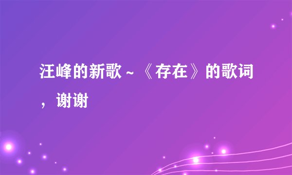 汪峰的新歌～《存在》的歌词，谢谢