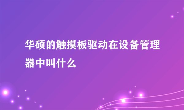 华硕的触摸板驱动在设备管理器中叫什么