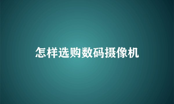 怎样选购数码摄像机