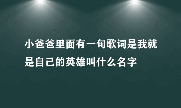 小爸爸里面有一句歌词是我就是自己的英雄叫什么名字